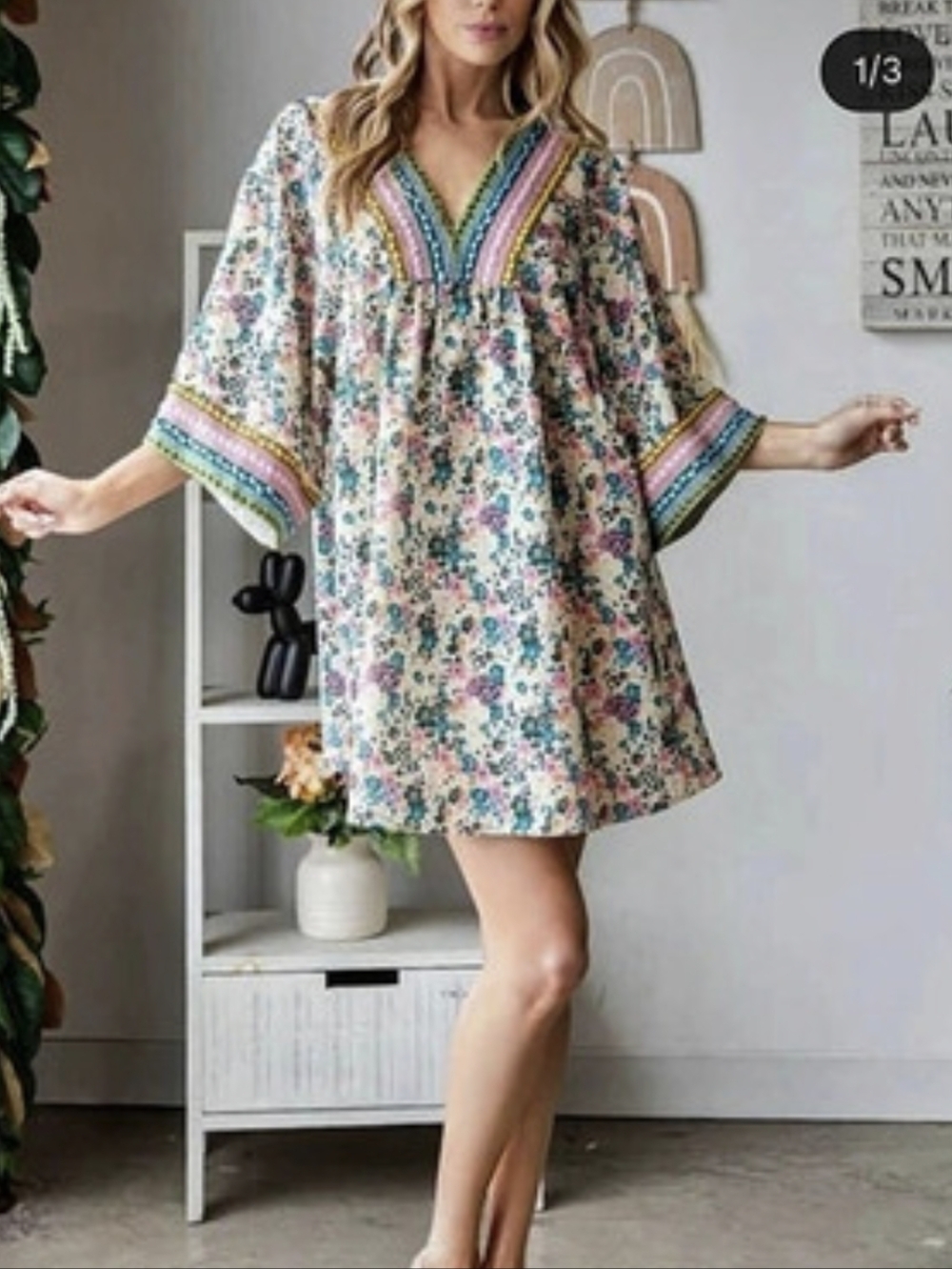 Floral Mini Dress in Multicolor Like New